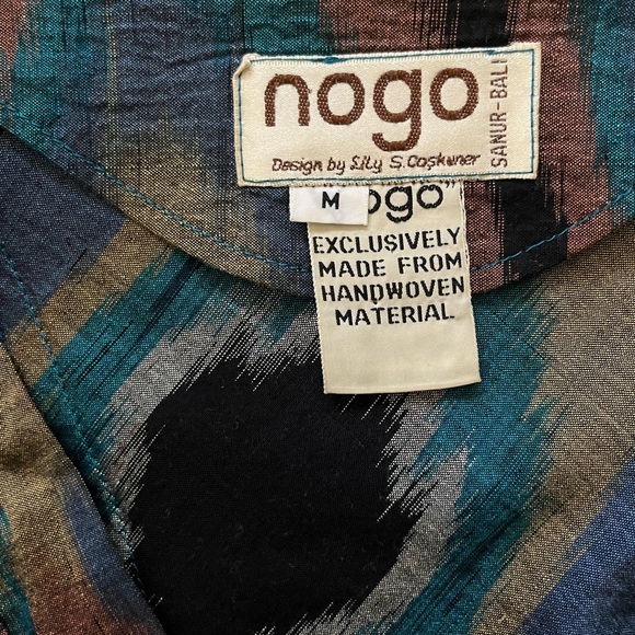 Vintage Handwoven Ikat Print Dress circa 1980s Nogo Brand - Picture 10 of 11